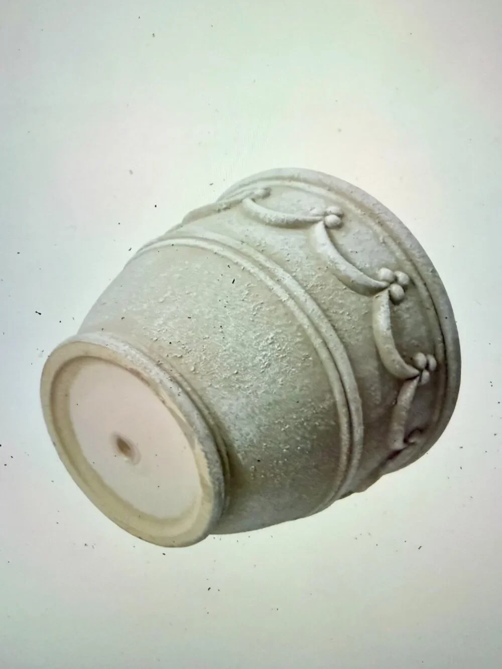 Cream Ceramic Planter, Retro Textured & Embossed Plant Pot with Drainage Hole 8